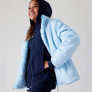Athleta Girl Puffer Jacket light blue color